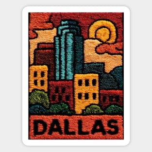 Dallas Texas Linocut Print | Retro Big D Skyline Souvenir Magnet